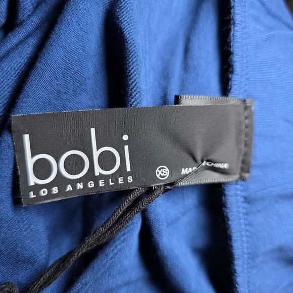 bobi Los Angeles Revolve Women's XS Blue Ruched Draped Midi Skirt Side Slit NWT - Picture 2 of 9